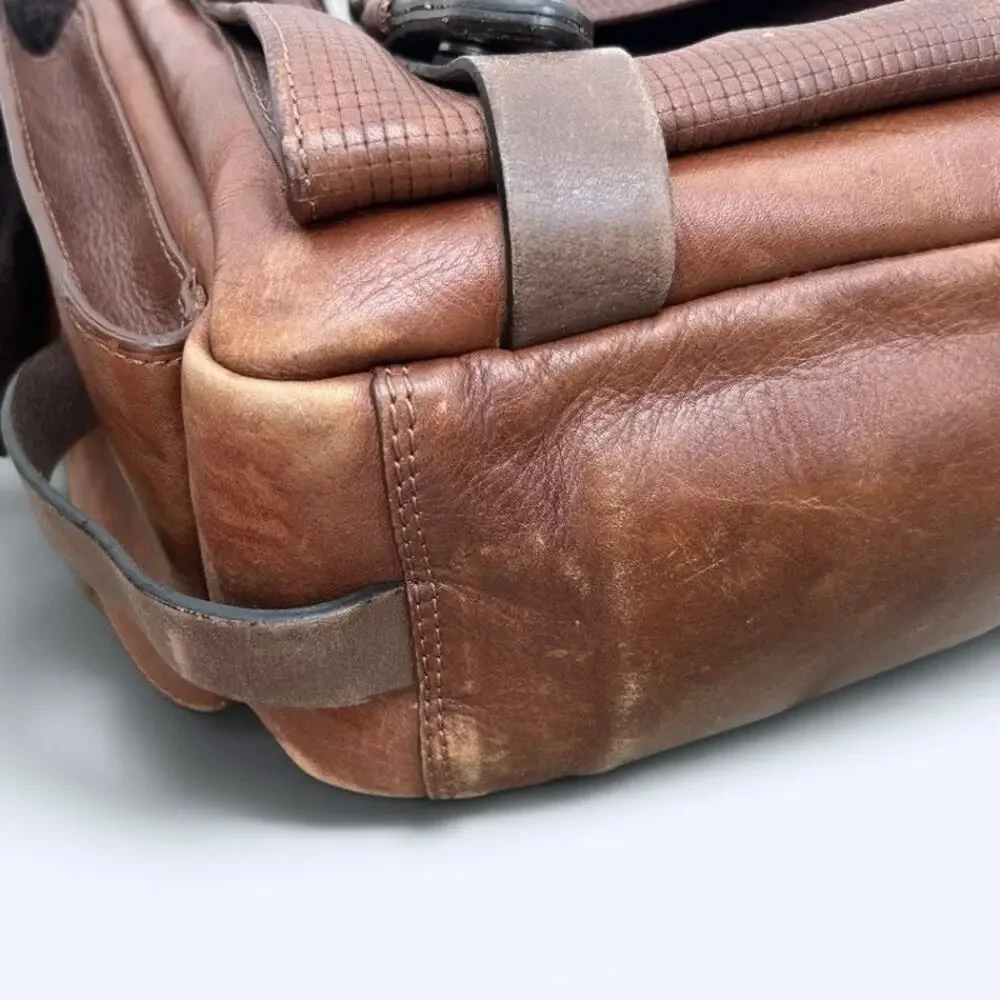 Velez Genuine Leather Archaeology Backpack Satchel Brown Multi-Pocket Laptop Bag